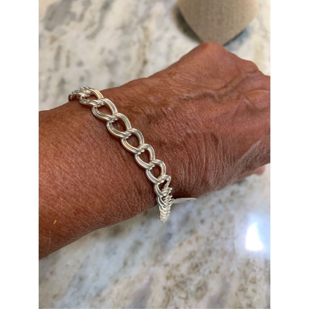 .925 Traditional 7" Sterling Silver Bracelet #Italy - Picture 7 of 8